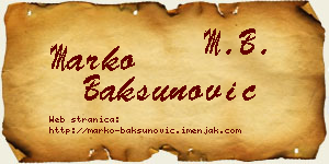 Marko Bakšunović vizit kartica